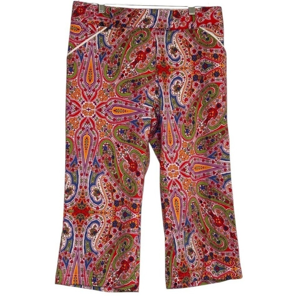 Peter Millar Paisley Golf Pant Women Multicolor Crop Stretch Fall Country Club 8